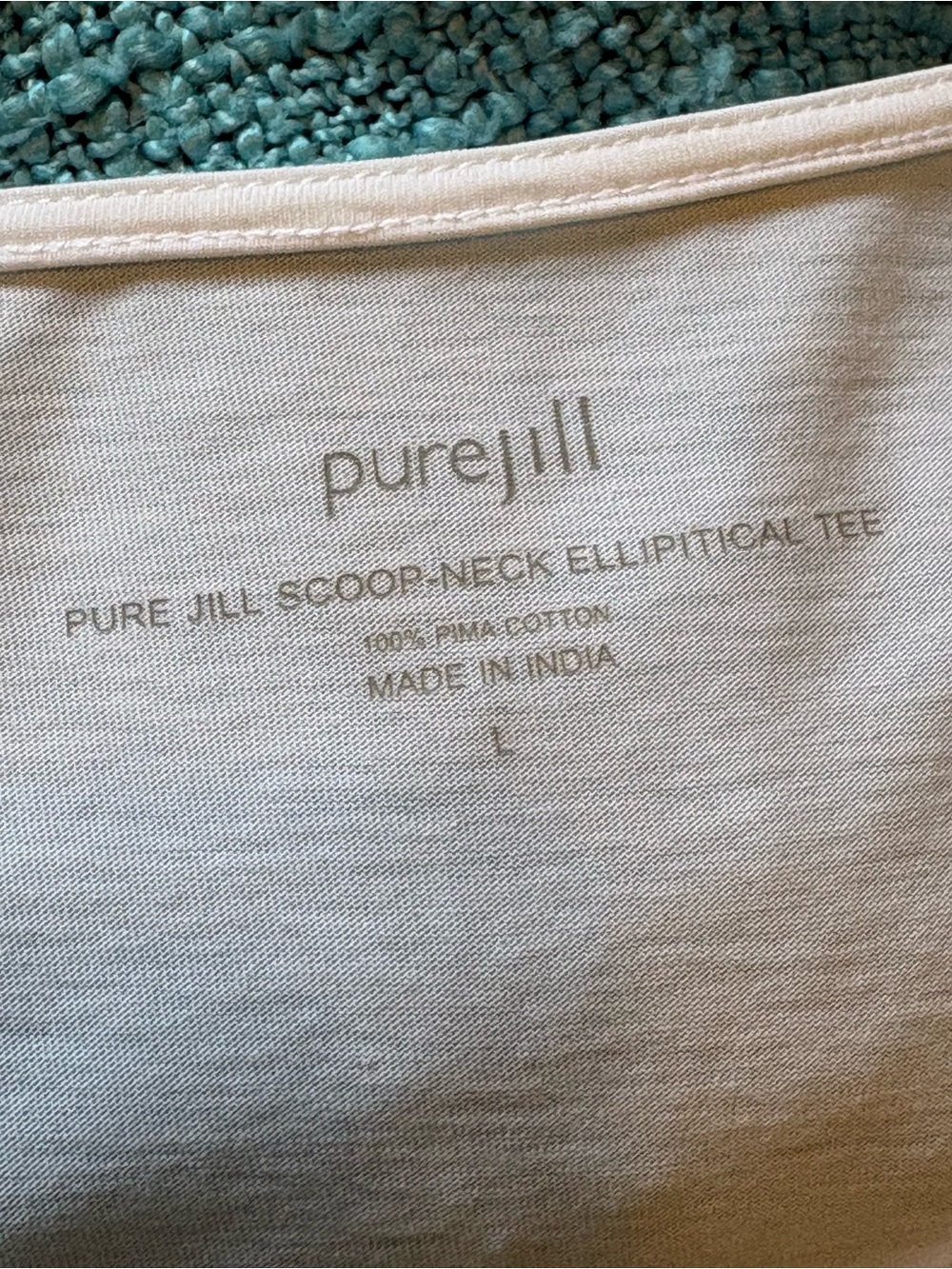 J. Jill Pure Jill White Scoop Neck Elliptical Pima Cotton Tee | Size Large - Picture 2 of 7